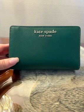 kate spade Emerald Green Saffiano Zip Around Wallet
